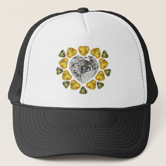 Heart Diamond Gemstone Art Truckerkappe (Vorderseite)
