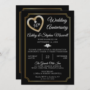 Heart Diamonds 50th Wedding Anniversary Party Einladung