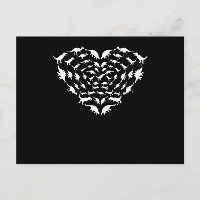 Heart Dinosaur Valentine Paares Valentinstag Gr Einladungspostkarte (Vorderseite)