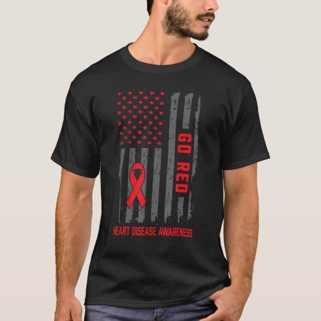 Heart Disease American Flag Go Red Heart Disease A T-Shirt (Vorderseite)