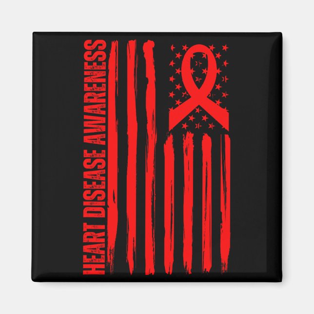 Heart Disease Awareness American Flag Chd Congenit Magnet (Vorne)
