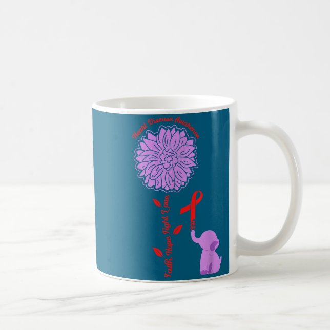 Heart Disease Awareness Faith Hope Fight Love Card Kaffeetasse (Rechts)