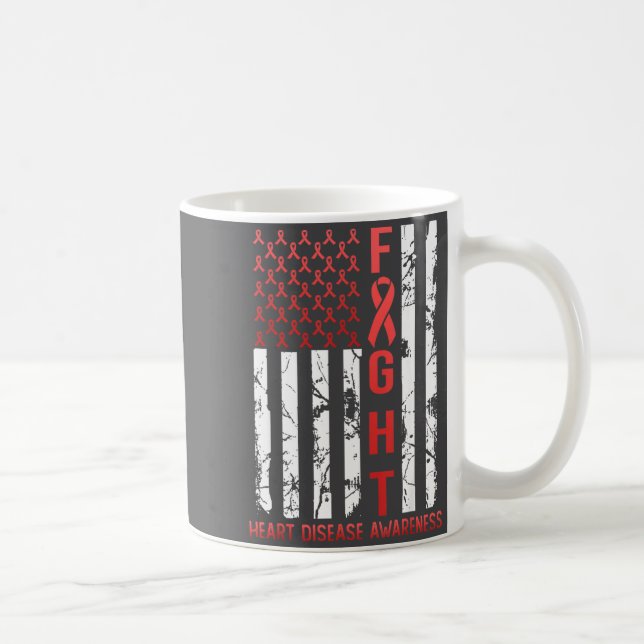 Heart Disease Awareness February Usa Flag Ribbon R Kaffeetasse (Rechts)