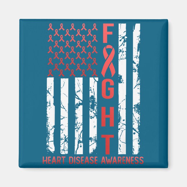 Heart Disease Awareness February Usa Flag Ribbon R Magnet (Vorne)