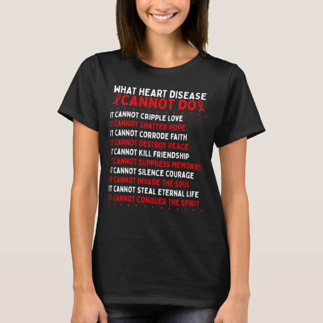 Heart Disease Awareness Fighter Warrior Ribbon T-Shirt (Vorderseite)