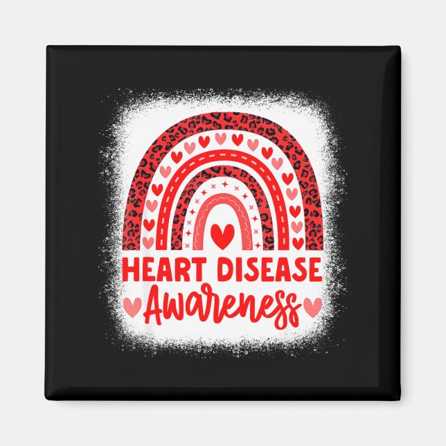 Heart Disease Awareness Heart Month Rainbow Heart  Magnet (Vorne)