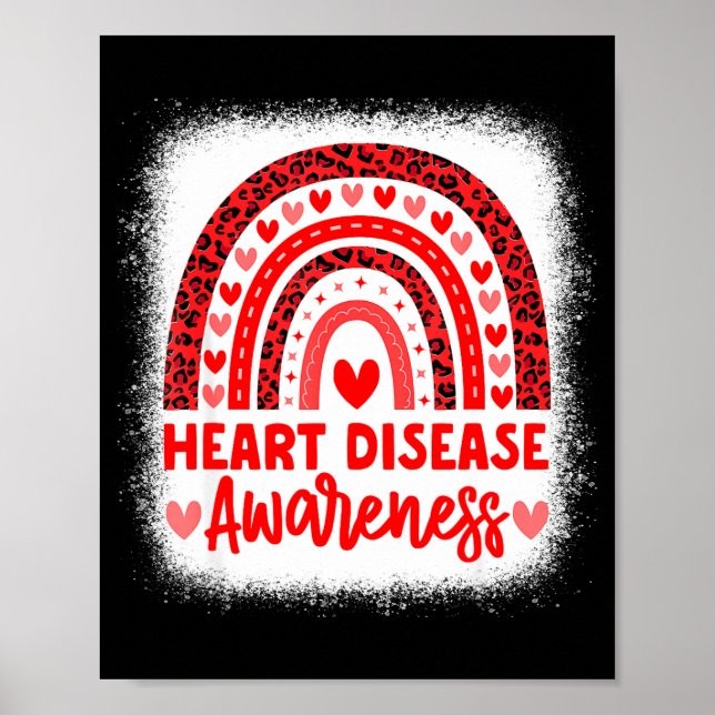 Heart Disease Awareness Heart Month Rainbow Heart  Poster (Vorne)
