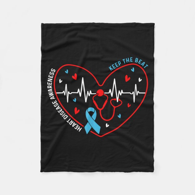 Heart Disease Awareness Heartbeat Survivor Warrior Fleecedecke (Vorderseite)