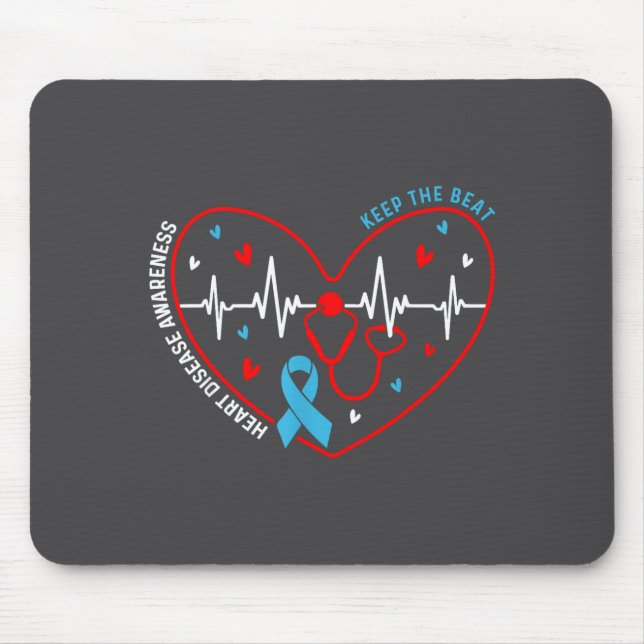 Heart Disease Awareness Heartbeat Survivor Warrior Mousepad (Vorne)