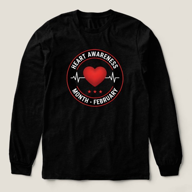Heart Disease Awareness Month February EKG Heart Tri-Blend Shirt (Design Vorderseite)