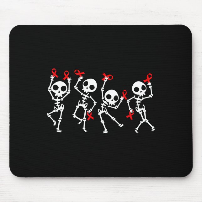 Heart Disease Awareness Month Skeleton Red Ribbon  Mousepad (Vorne)