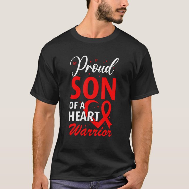 Heart Disease Awareness Proud Son of a Heart Warri T-Shirt (Vorderseite)