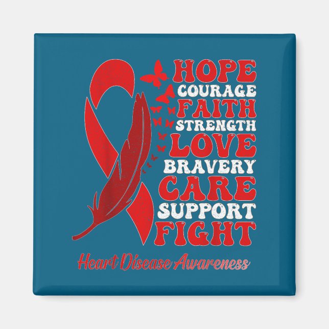 Heart Disease Awareness Red Butterflies Ribbon Sup Magnet (Vorne)