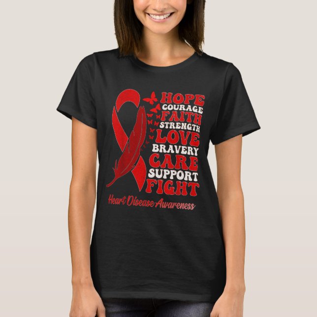 Heart Disease Awareness Red Butterflies Ribbon Sup T-Shirt (Vorderseite)