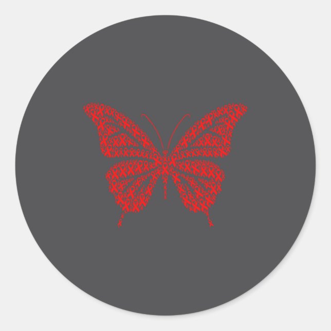 Heart Disease Awareness Red Ribbon &amp; Heart Hea Runder Aufkleber (Vorderseite)