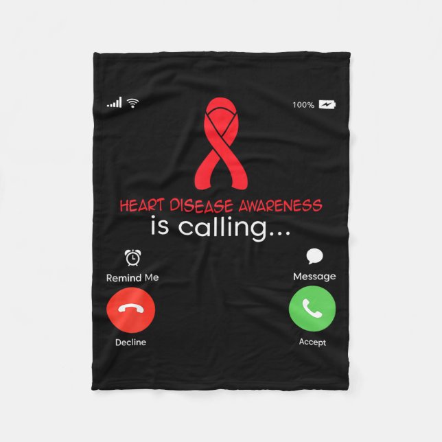 Heart Disease Awareness Red Ribbon Heart Attack Su Fleecedecke (Vorderseite)