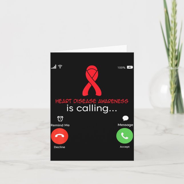 Heart Disease Awareness Red Ribbon Heart Attack Su Karte (Vorderseite)