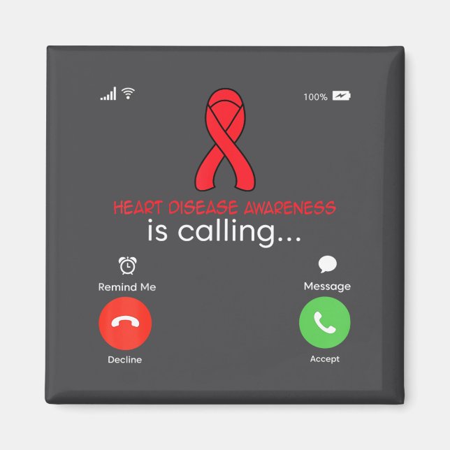 Heart Disease Awareness Red Ribbon Heart Attack Su Magnet (Vorne)