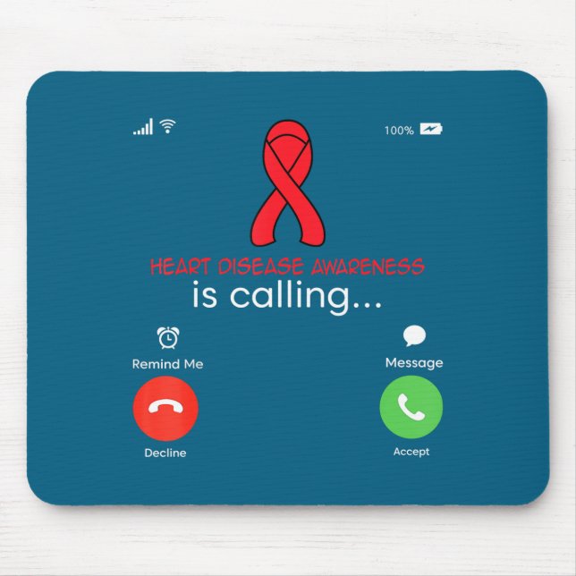 Heart Disease Awareness Red Ribbon Heart Attack Su Mousepad (Vorne)
