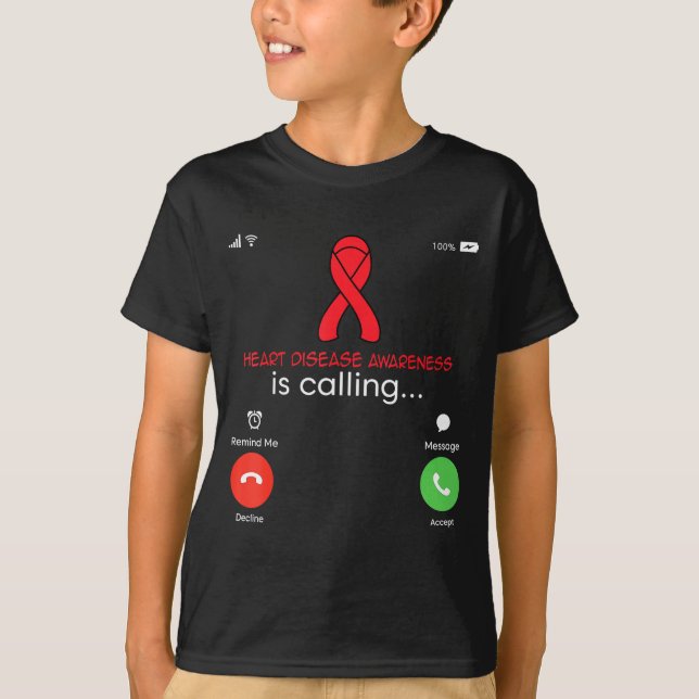 Heart Disease Awareness Red Ribbon Heart Attack Su T-Shirt (Vorderseite)