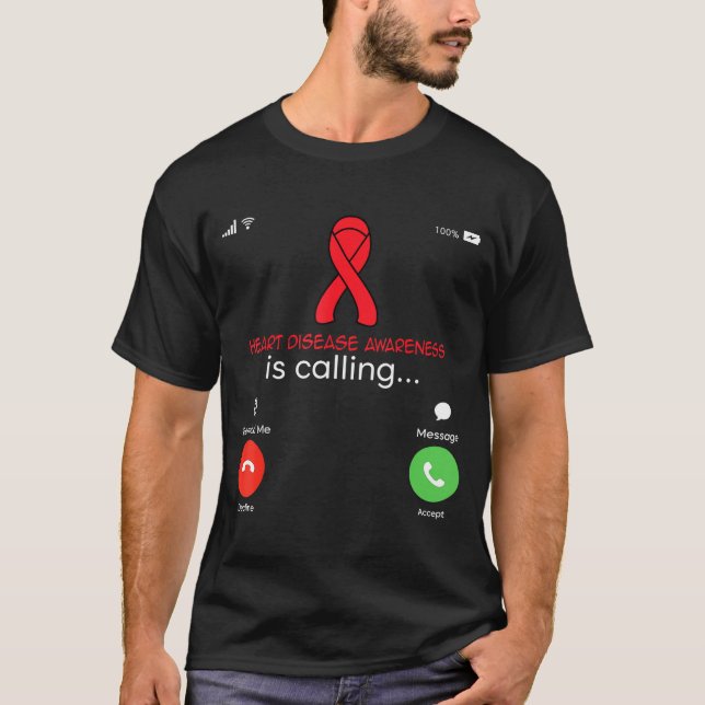 Heart Disease Awareness Red Ribbon Heart Attack Su T-Shirt (Vorderseite)