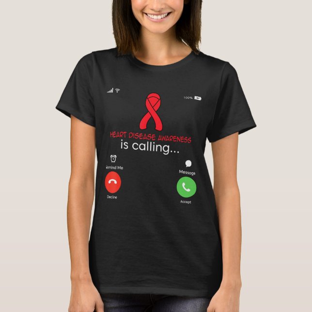 Heart Disease Awareness Red Ribbon Heart Attack Su T-Shirt (Vorderseite)