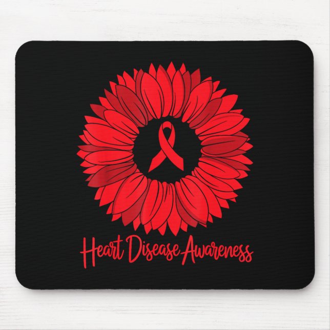 Heart Disease Awareness Sunflower Go Red Women Hea Mousepad (Vorne)