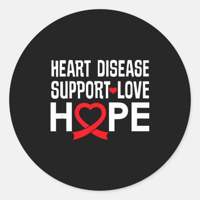 Heart Disease Suprt Love Hope Red Ribbon  Runder Aufkleber (Vorderseite)