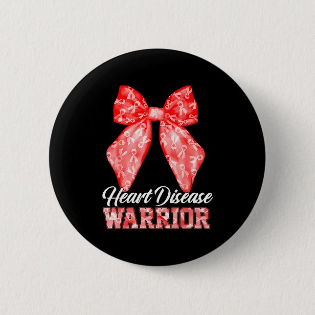 Heart Disease Warrior Red Ribbon Heart Disease Awa Button (Vorderseite)