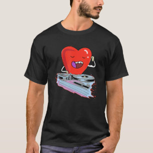 Heart Dj Valentinstag Cool Disk Jockey EDM Music T-Shirt