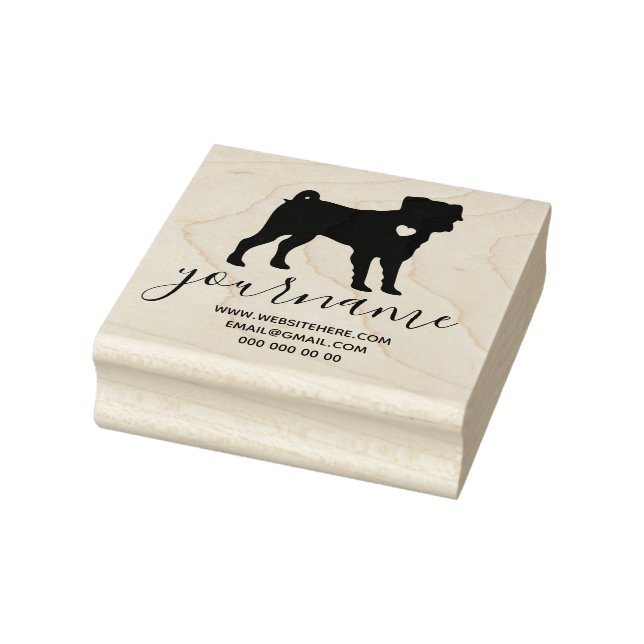 Heart Dog Mops Mops Gummistempel (Stempel)