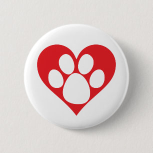 Heart Dog Paw Button
