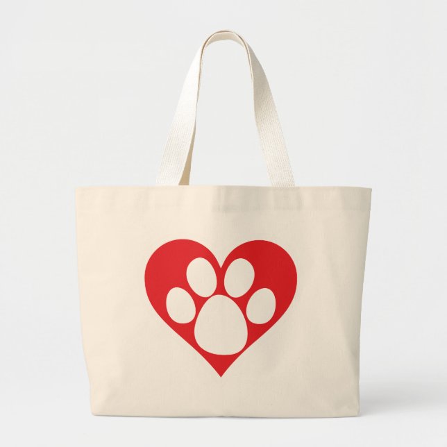 Heart Dog Paw Jumbo Stoffbeutel (Vorne)