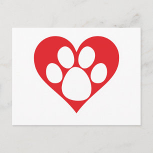 Heart Dog Paw Postkarte
