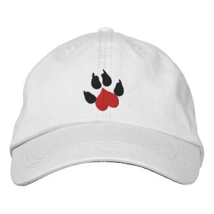 Heart Dog Paw Print Bestickte Baseballkappe