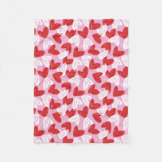 Heart Doodles Fleece Decke (Vorderseite)