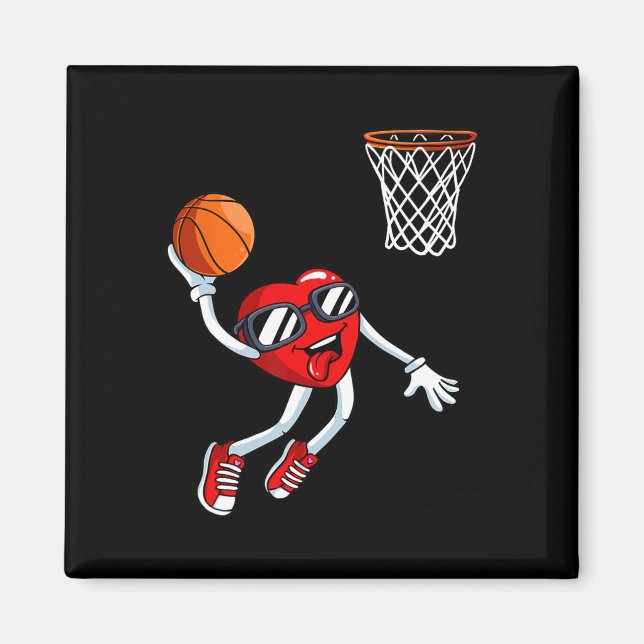 Heart Dunk Basketball Player Valentinstag Liebe S Magnet (Vorne)