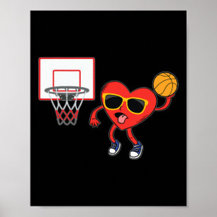 Heart Dunk Basketball Player Valentinstag Liebe S Poster