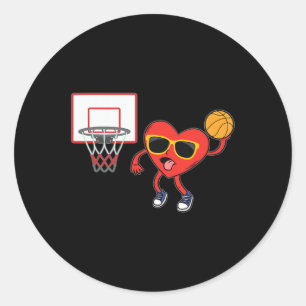 Heart Dunk Basketball Player Valentinstag Liebe S Runder Aufkleber