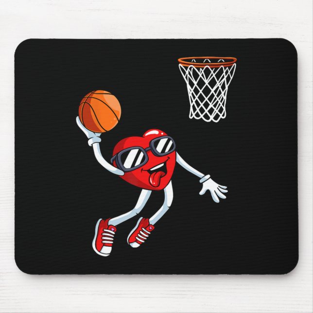 Heart Dunk Bysketbyll Player Valentinstag Liebe S Mousepad (Vorne)