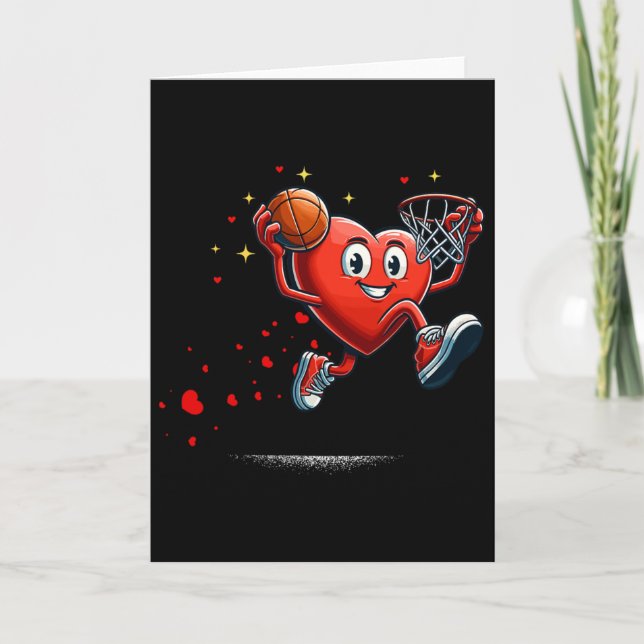 Heart Dunking Valentines Day Basketball Kids  Karte (Vorderseite)
