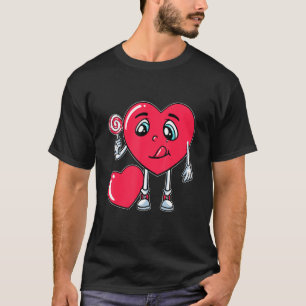 Heart Eating Lollipop Valentinstag Sweet Candy B T-Shirt