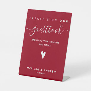 Heart & Elegante Script - Wedding Guestbook Signie Sockelschild
