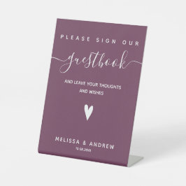 Heart & Elegante Script - Wedding Guestbook Signie Sockelschild