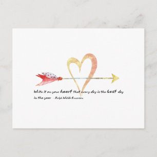 Heart Emerson Zitat Postkarte