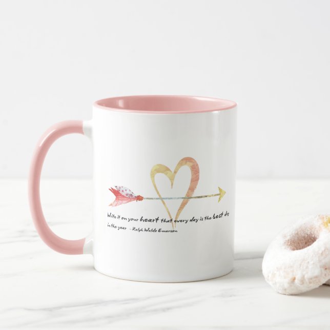 Heart Emerson Zitat Tasse (Mit Donut)