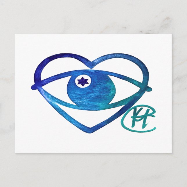 Heart Evil Eye Pop Art Postkarte (Vorderseite)