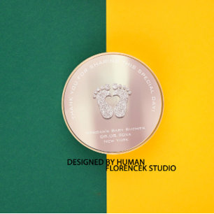 Heart Feet Baby Dusche Gefallen Dankeschön Pink Cr Runder Aufkleber