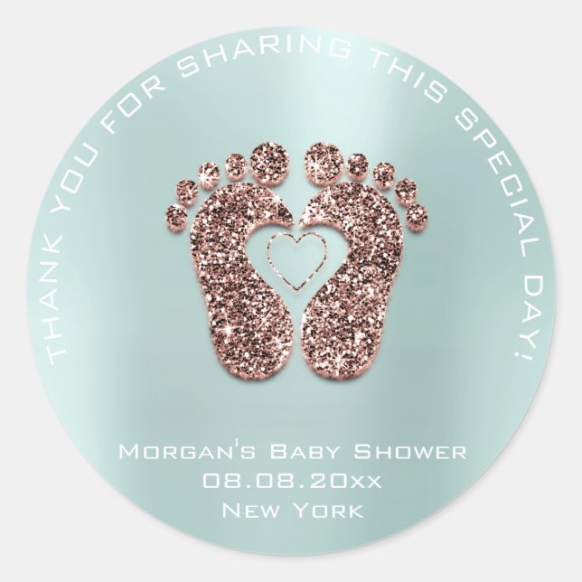 Heart Feet Baby Dusche Gefallen Geschenk Danke Cop Runder Aufkleber (Vorderseite)