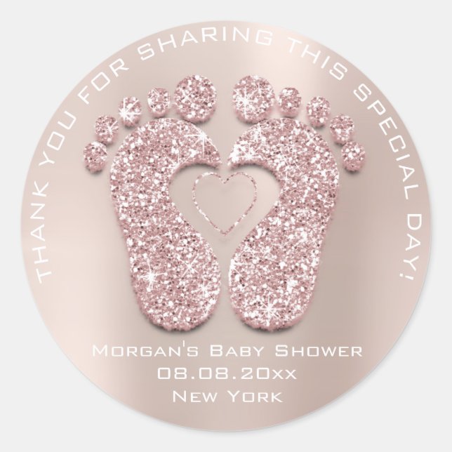 Heart Feet Baby Dusche Gefallen Geschenk Danke Pin Runder Aufkleber (Vorderseite)